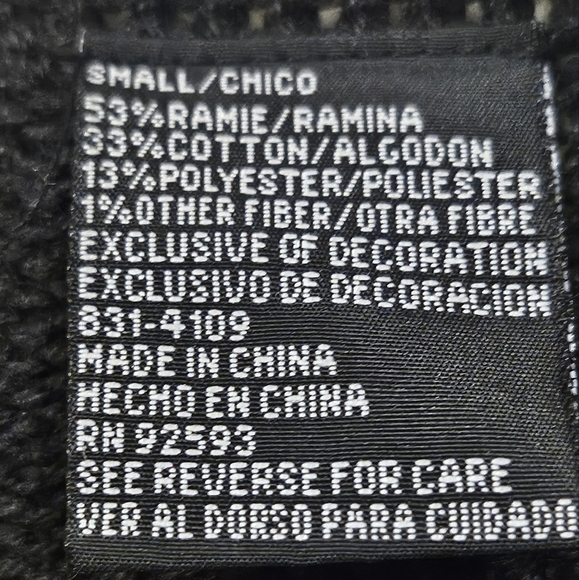 Gold Silver Sequin Bow Embroidery knit ramie cotton black sweater size M - Picture 14 of 14